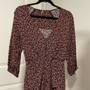 Free People Floral Wrap Shirt Tunic